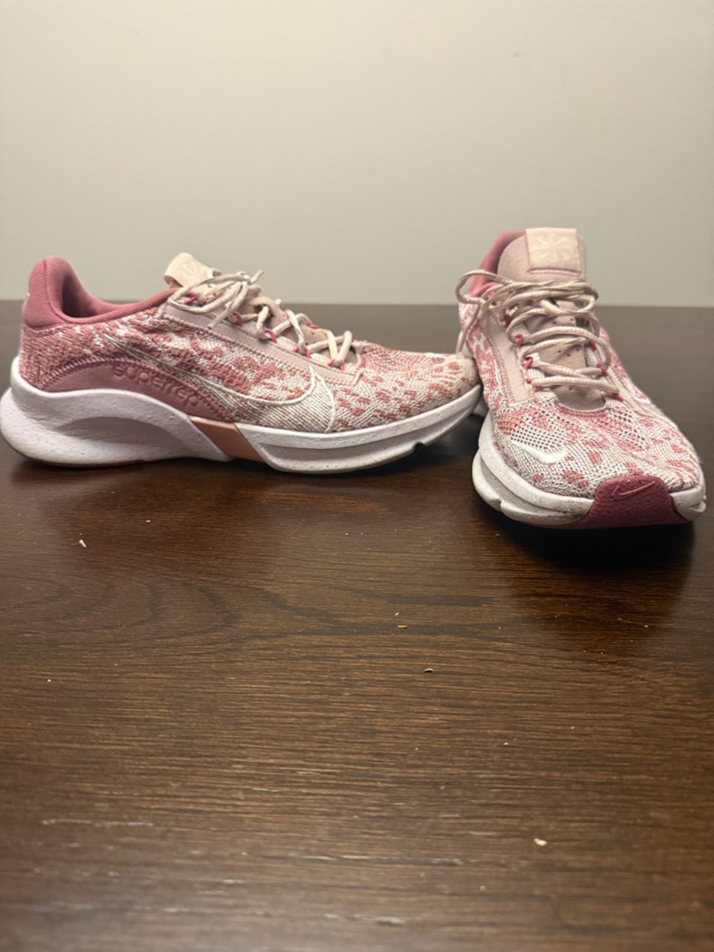Nike Pink and White Knit Running Sneakers